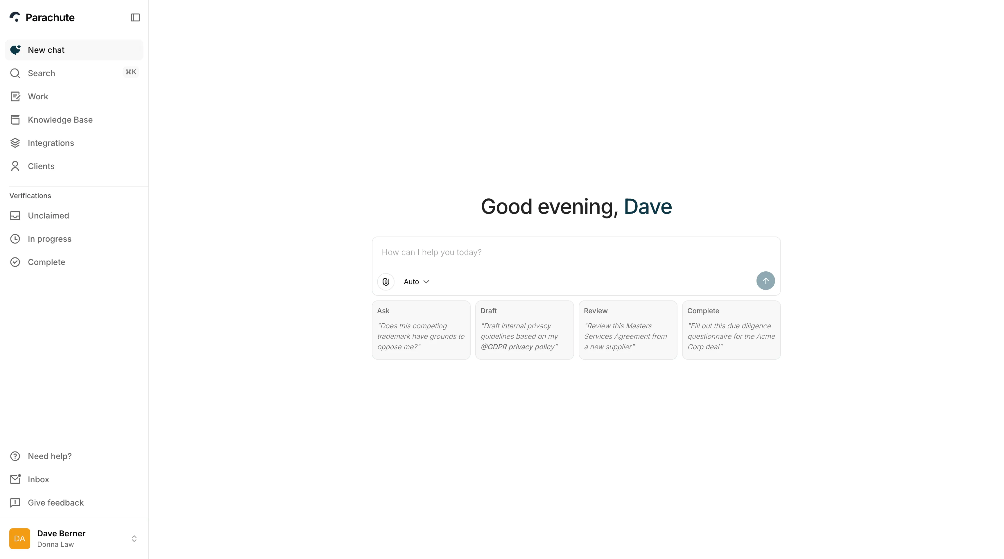 Dashboard after first login