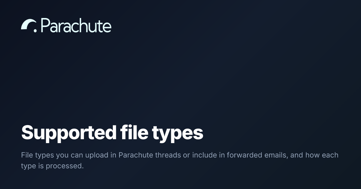 Supported File Types Ui Supported file types | Parachute